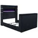 Tisdall Black Queen Upholstered Panel Bed with USB Charging and Hidden TV Mount