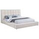 Dreux Cream Queen Upholstered Platform Bed with Hidden Storage and LED Light