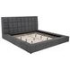 Dreux Gray Queen Upholstered Platform Bed with Hidden Storage and LED Light