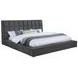 Dreux Gray Queen Upholstered Platform Bed with Hidden Storage and LED Light