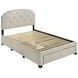 Marianna Cream Full Upholstered Platform Bed with Storage and Nailhead Trim