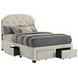 Marianna Cream Full Upholstered Platform Bed with Storage and Nailhead Trim
