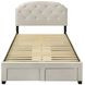 Marianna Cream Full Upholstered Platform Bed with Storage and Nailhead Trim