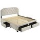 Marianna Cream King Upholstered Platform Bed with Storage and Nailhead Trim