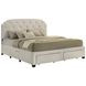 Marianna Cream King Upholstered Platform Bed with Storage and Nailhead Trim