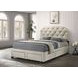 Marianna Cream Queen Upholstered Platform Bed with Storage and Nailhead Trim