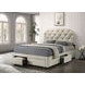 Marianna Cream Queen Upholstered Platform Bed with Storage and Nailhead Trim