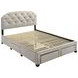Marianna Cream Queen Upholstered Platform Bed with Storage and Nailhead Trim