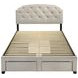 Marianna Cream Queen Upholstered Platform Bed with Storage and Nailhead Trim