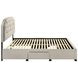 Marianna Cream Queen Upholstered Platform Bed with Storage and Nailhead Trim