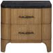 Blue Mallee Brown and Black 2 Drawer Stone Top Nightstand with USB Charging