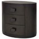 Blue Mallee Dark Brown 3 Drawer Oval Nightstand with USB Charging