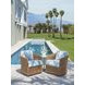 Palm Desert Poolside Blue and White Upholstered Outdoor Swivel Occasional Chair