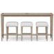 Wilmington Sand Frosted Glass Console Table with 3 Stools