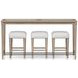 Wilmington Sand Frosted Glass Console Table with 3 Stools
