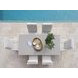 Island Classic Cream and Gray Outdoor Rectangular Quartz Top Dining Room Set