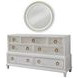 Switchgrass White 7 Drawer Dresser and Round Mirror