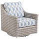 Seabrook Blue and White Upholstered Swivel Glider Outdoor Lounge Chair