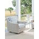 Seabrook Blue and White Upholstered Swivel Glider Outdoor Lounge Chair