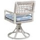 Seabrook Blue and White Upholstered Swivel Rocker Outdoor Dining Chair