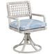 Seabrook Blue and White Upholstered Swivel Rocker Outdoor Dining Chair