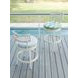 Seabrook Blue and White Upholstered Swivel Outdoor Bar Stool