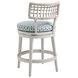 Seabrook Blue and White Upholstered Swivel Outdoor Counter Height Stool