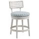 Seabrook Blue and White Upholstered Swivel Outdoor Counter Height Stool