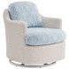 Ocean Breeze Promenade Blue and White Upholstered Outdoor Occasional Swivel Chair