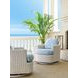 Ocean Breeze Promenade Blue and White Upholstered Outdoor Occasional Swivel Chair