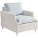 Ocean Breeze Promenade Blue and White Upholstered Outdoor Lounge Chair