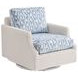 Ocean Breeze Promenade Blue and White Upholstered Outdoor Swivel Lounge Chair
