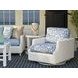 Ocean Breeze Promenade Blue and White Upholstered Outdoor Swivel Lounge Chair