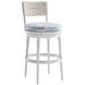 Ocean Breeze Promenade Blue and White Upholstered Outdoor Swivel Bar Stool