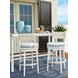 Ocean Breeze Promenade Blue and White Upholstered Outdoor Swivel Bar Stool