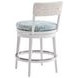 Ocean Breeze Promenade Blue and White Upholstered Outdoor Swivel Counter Height Stool