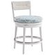 Ocean Breeze Promenade Blue and White Upholstered Outdoor Swivel Counter Height Stool