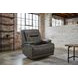 Heston Charcoal Leather Triple Power Swivel Glider Recliner with USB Charging