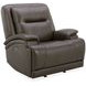 Heston Charcoal Leather Triple Power Swivel Glider Recliner with USB Charging