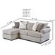 Kittery Pewter Gray 96" Loveseat and Chaise with Throw Pillows