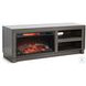 Napa Hearth Gray Walnut Melamine 56" Media Console with Log Fireplace Insert