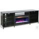 Newport Modern Black Oak Melamine 70" Media Console with Crystal Fireplace Insert