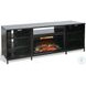 Newport Modern Black Oak Melamine 70" Media Console with Log Fireplace Insert