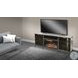 Newport Modern Gray Walnut Melamine 70" Media Console with Log Fireplace Insert