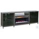 Newport Modern Gray Walnut Melamine 70" Media Console with Crystal Fireplace Insert
