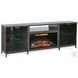 Newport Modern Gray Walnut Melamine 70" Media Console with Log Fireplace Insert