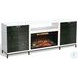 Newport Modern White Oak Melamine 70" Media Console with Log Fireplace Insert