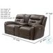Point Break Amalfi Cognac Leather Triple Power Reclining Sofa with Drop Down Tray Table