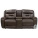Point Break Amalfi Cognac Leather Triple Power Reclining Sofa with Drop Down Tray Table