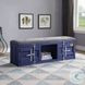 Cargo Gray Fabric and Blue 56" Upholstered Bench with Storage